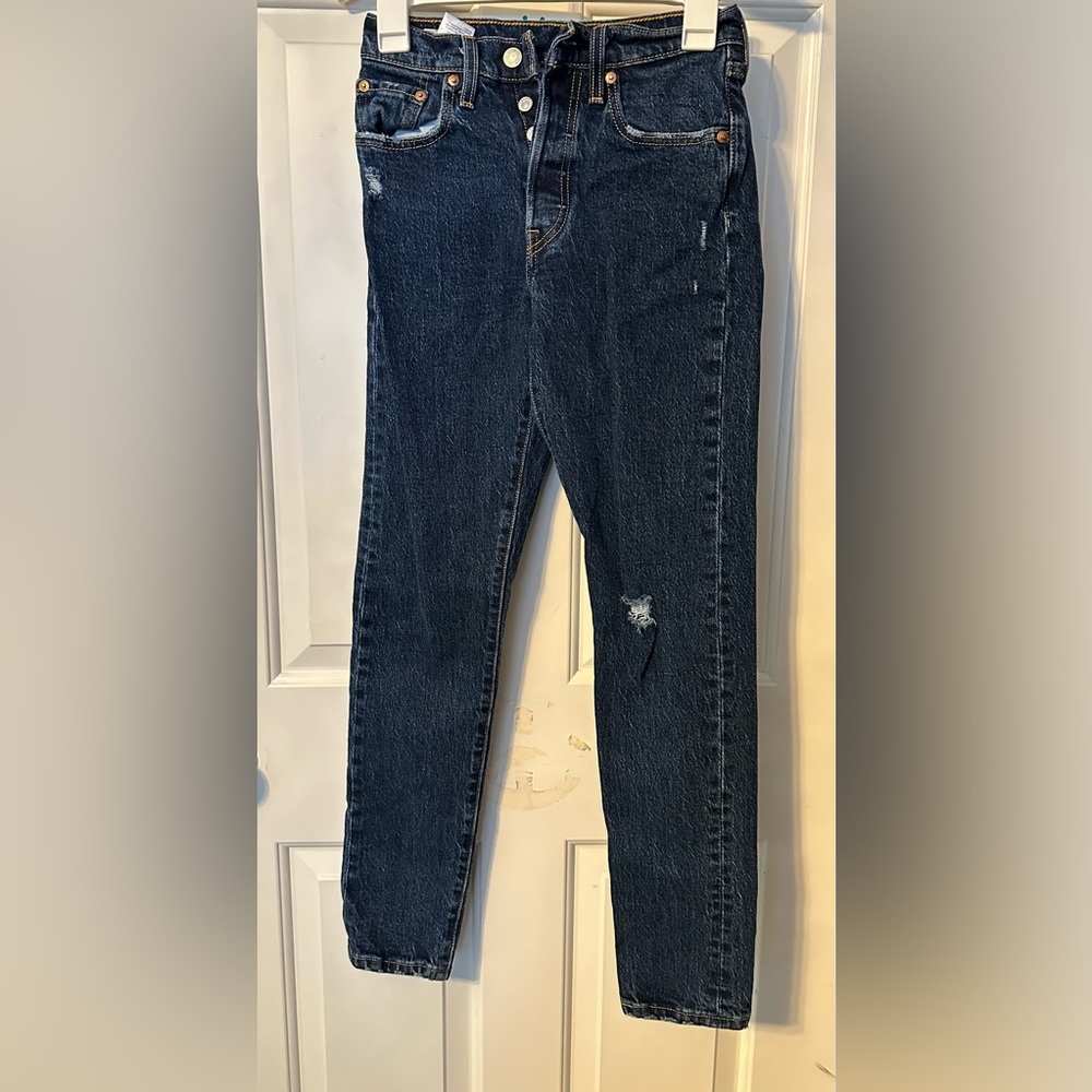 501 Skinny Distressed Jeans - Salsa Broken Stone - Picture 4 of 9